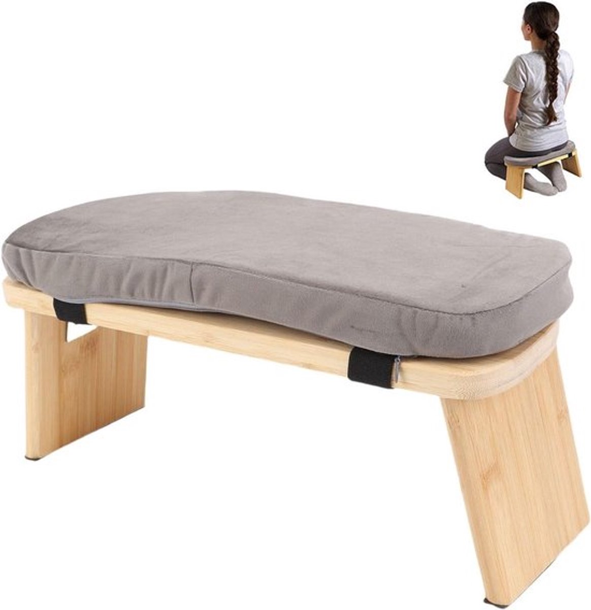 Ergonomische Meditatiebank van Hout voor Yoga en Thuisgebruik - Verstelbaar Ontwerp met Zachte Kussen en Draagtas voor Comfortabel Knielen