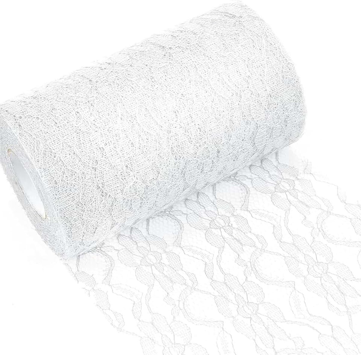 Tafelloper, kant, wit, 15 cm breed, 20 m lang, tafelband, tafeldecoratie, decoratieve tafelloper voor bruiloft, doop, feestelijke decoratie voor speciale gelegenheden