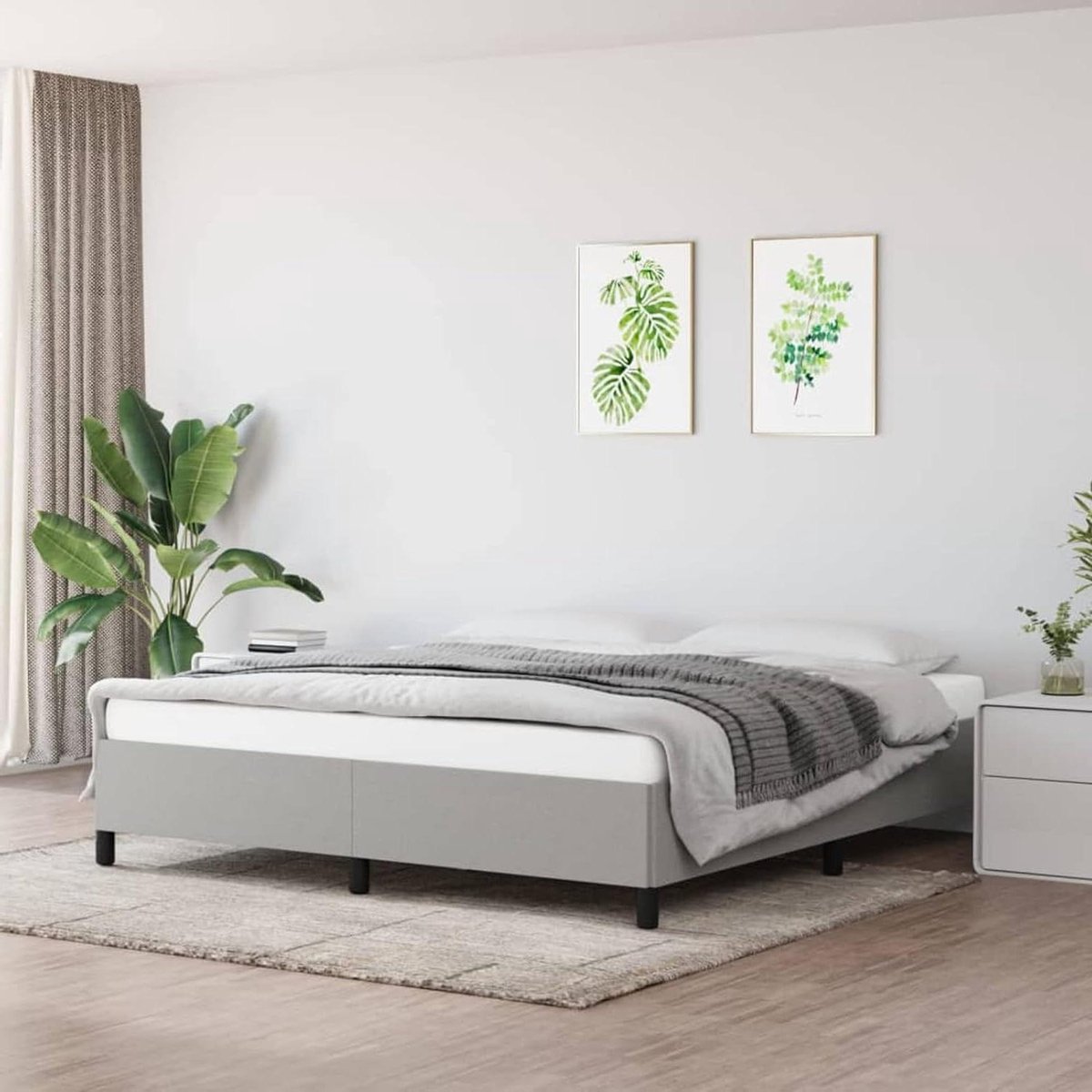 Bedframe stof - Jeugdbed meubelbed - Rustgevende slaap - Robuuste lattenbodem - 160 x 200 cm - Lichtgrijs