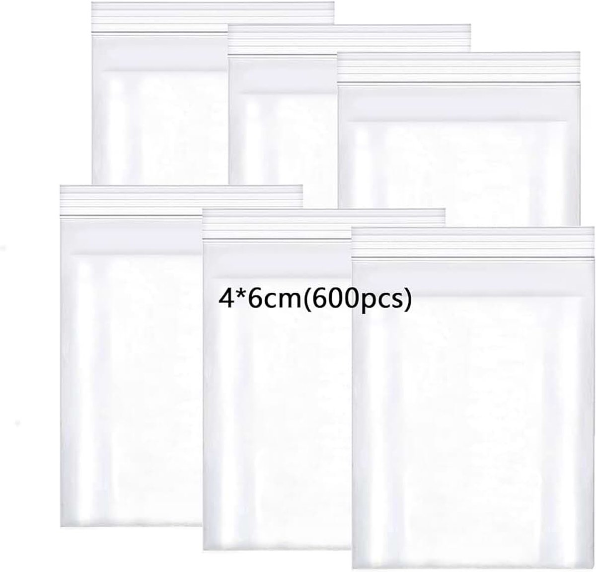 600 stuks zakken met ritssluiting van 4 x 6 cm, hersluitbare doorzichtige plastic zakjes, kleine sluitzakjes, ziplock zakjes set, kleine waterdichte 100 μm