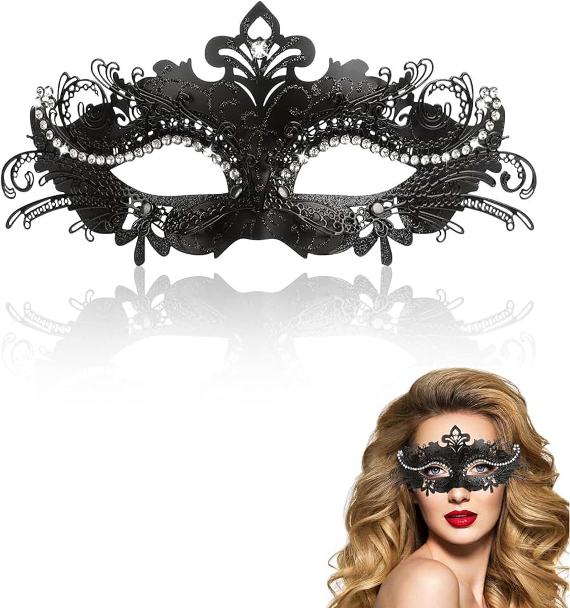 Masker voor vrouwen, maskerade bal masker Mardi Gras masker metalen strass masker Venetiaans masker