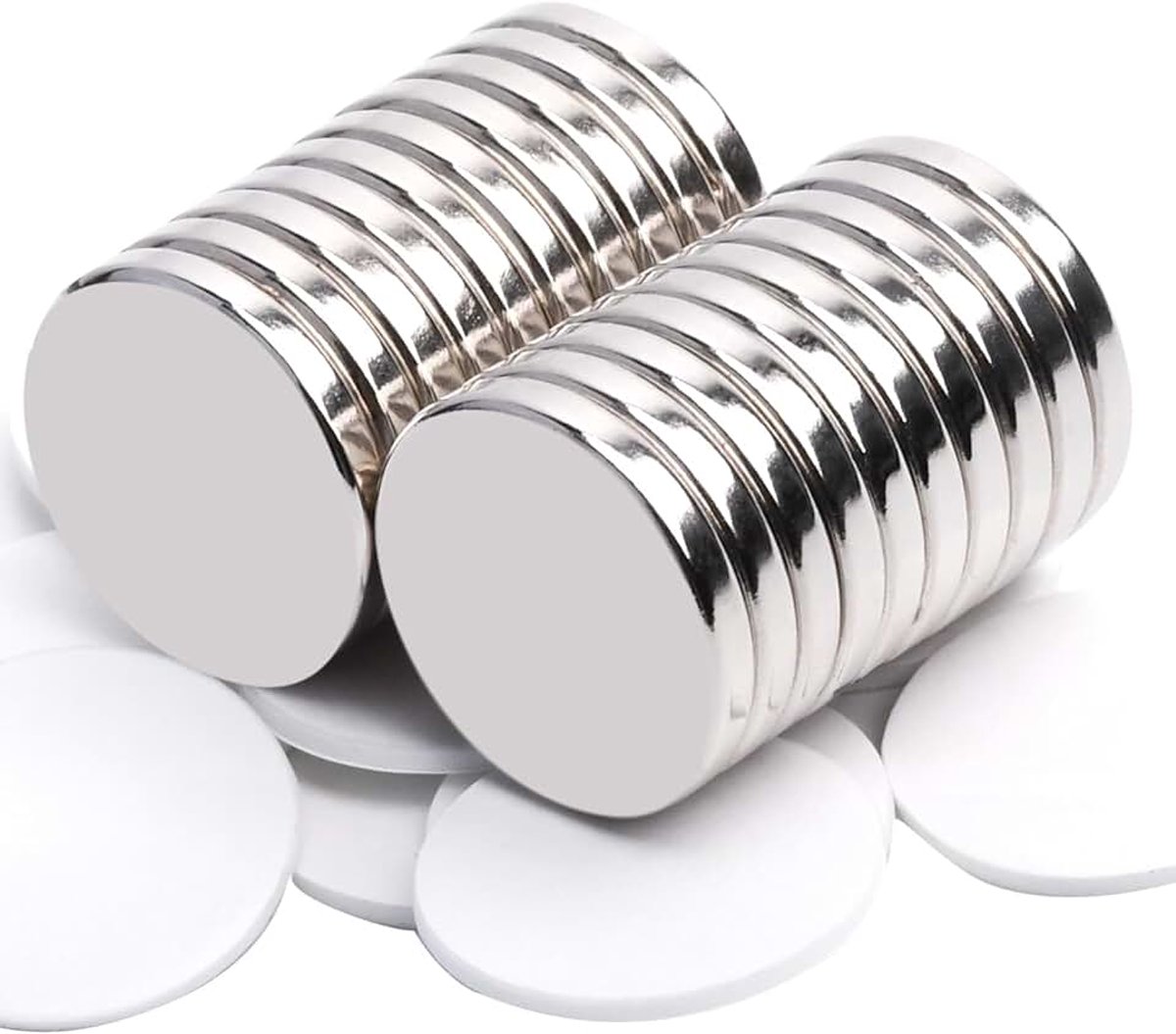 Magneten, sterk 20 x 3 mm, neodymium rond, platte magneten om op te plakken, voor magneetborden, koelkasten, whiteboards