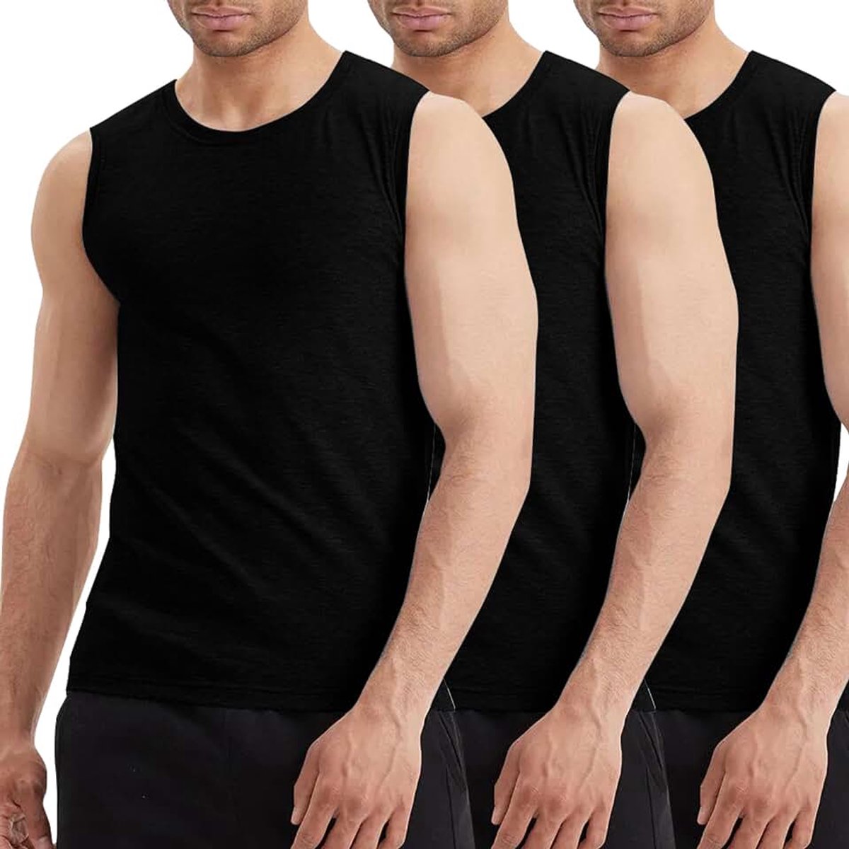 Heren T-shirt met ronde hals van katoen Basic korte mouwen Top 3/6 Pack 8101