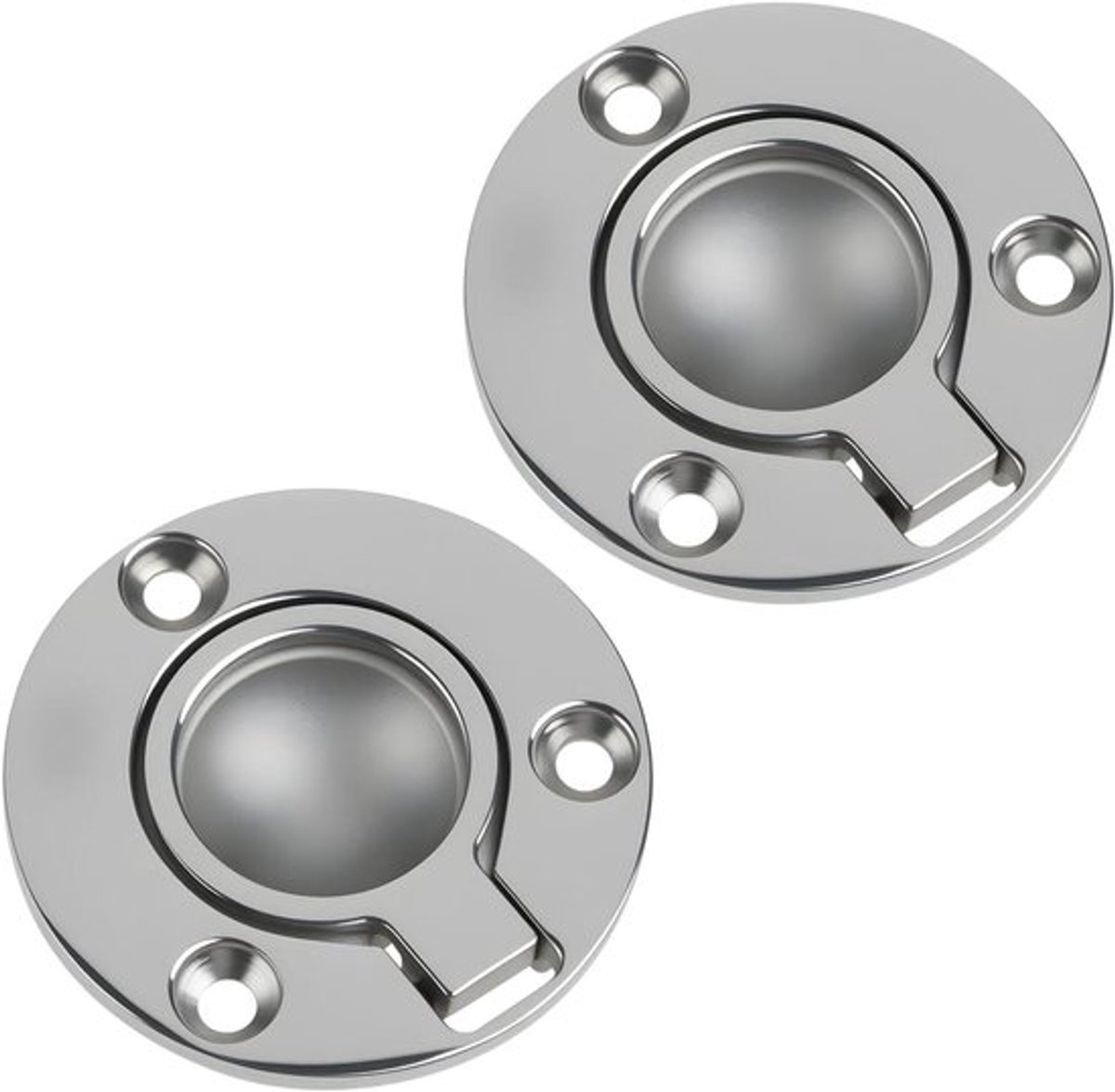 - Boot handvat - RVS - Inbouw - 50mm - Voor kast locker - Marine jacht - 2 stuks - Ronde flush ring handvat - Geschikt voor boot - Kleur: RVS