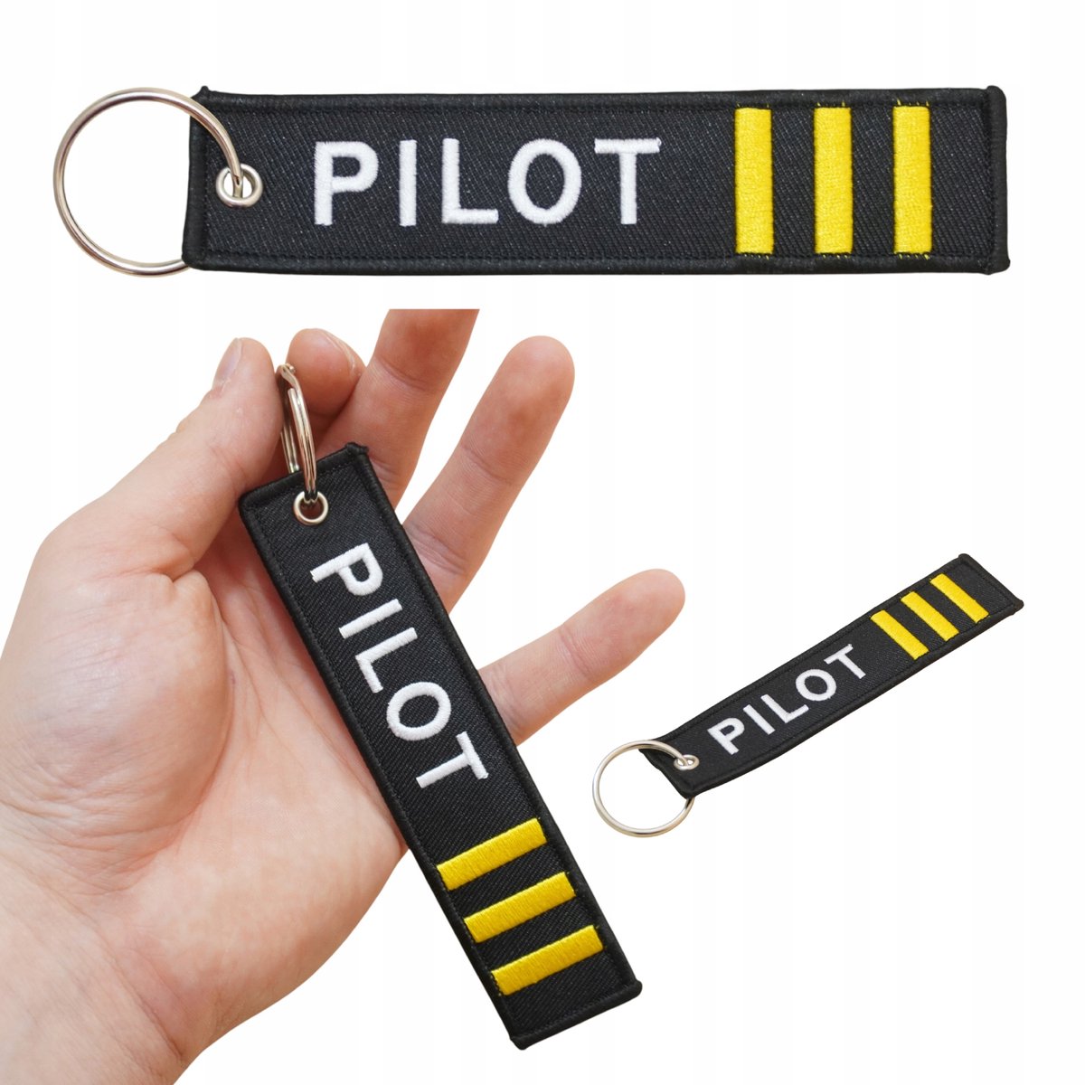 PILOT Sleutelhanger met Borduring en Metalen Ring