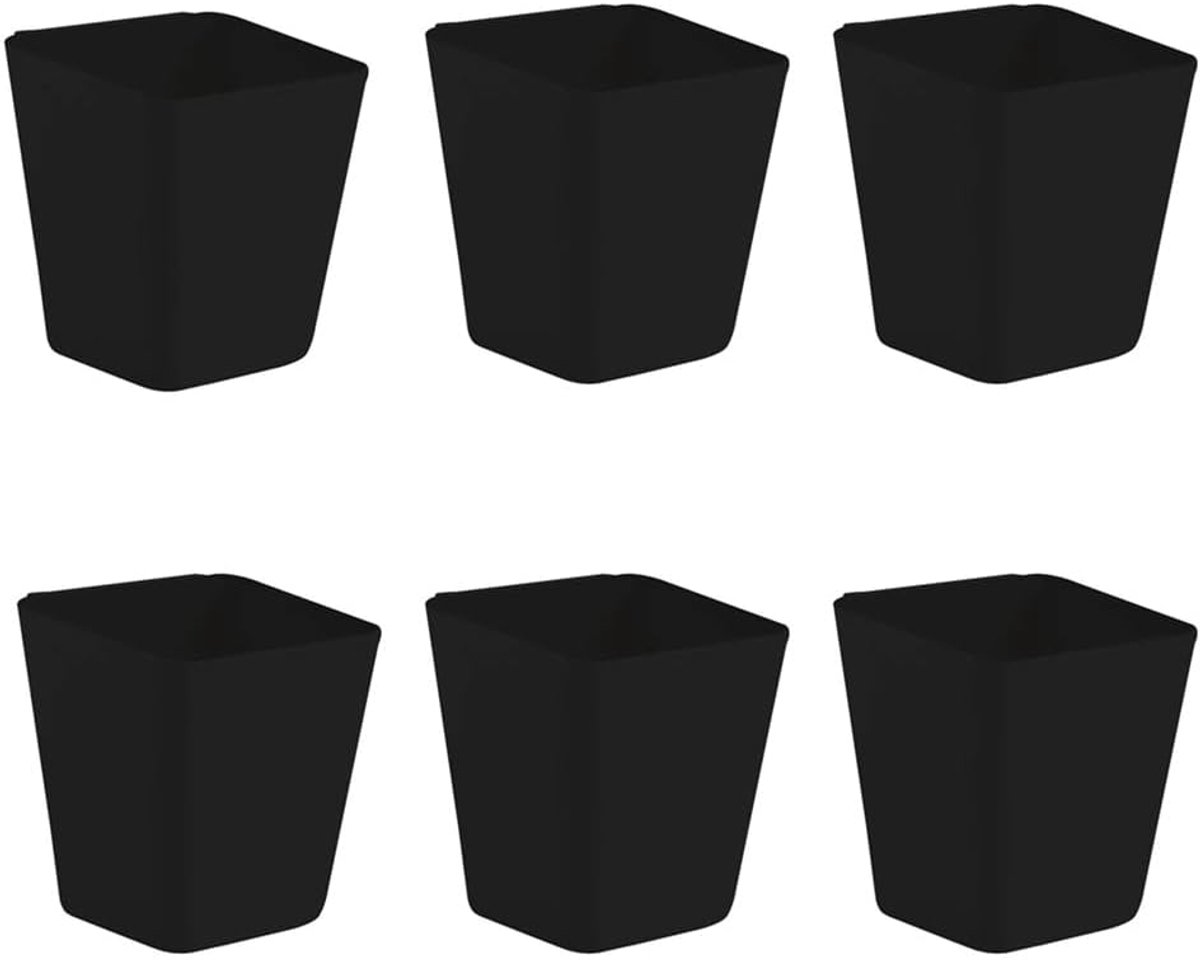 6 stuks Pegboard Cups, vierkante Pegboard wandorganizer, Pegboard opbergdoos voor garage, kantoor, werkplaats, werkbank (zwart)