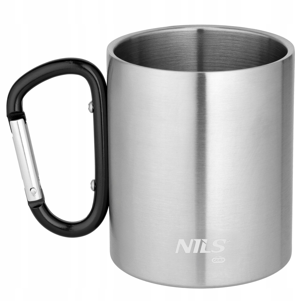 Nils Camp Camping Mok Z Karabijnhaak - 330ml - RVS - Zwart