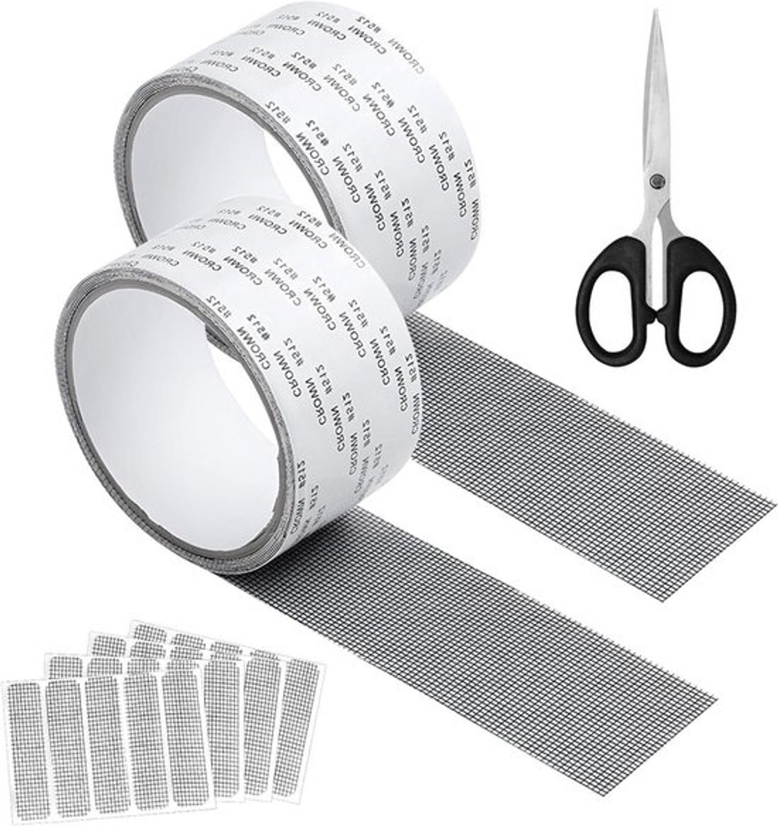 Grijze Vliegenhor Reparatie Tape - 7 Stuks - 5 × 200 cm - Zelfklevend - Insectennet - Glasvezel - Horrennet reparatie set