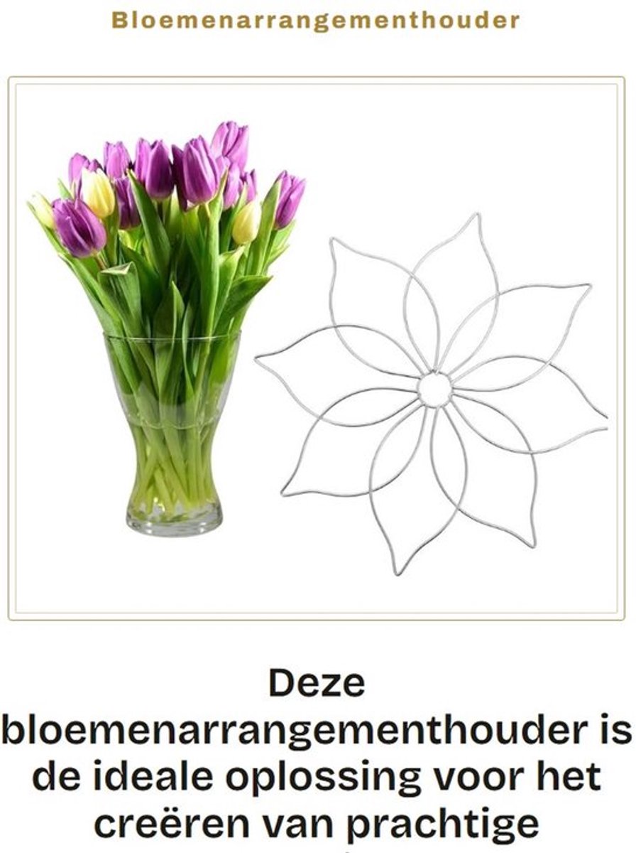 Bloemenarrangementhouder 12,7 cm - Bamboeblad/Bloemvorm - Bloemenrooster - Bloemenkikker/Organizer - Roestvrij Staal - Zilverkleurig - Bloemhouder