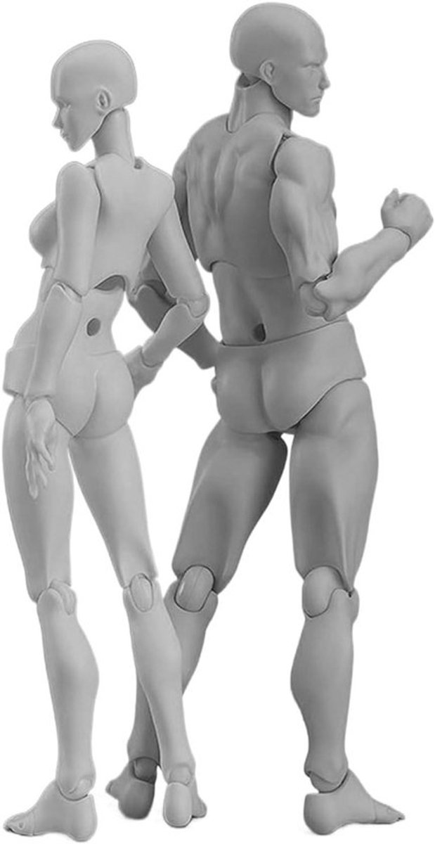 Flexibele Sctiefiguren voor Tekenen en Schetsen - Set van 2 - Gelede Mannelijke en Vrouwelijke Etalagepoppen