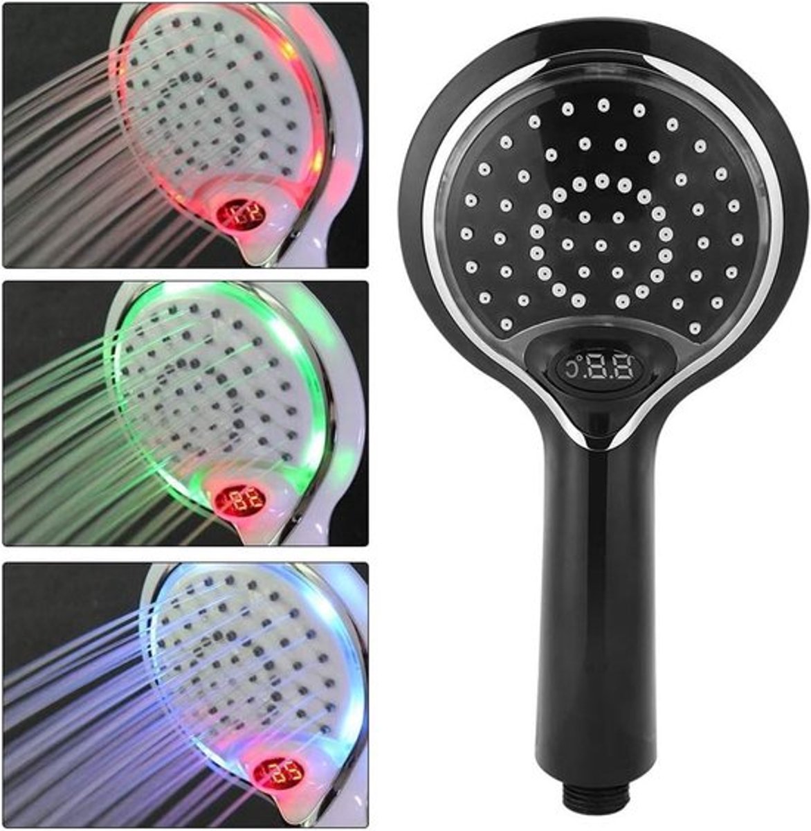 Handheld Douche Nozzle met LED Verlichting en Temperatuurregeling - Hoge Druk - 3 Kleuren - Digitaal Display