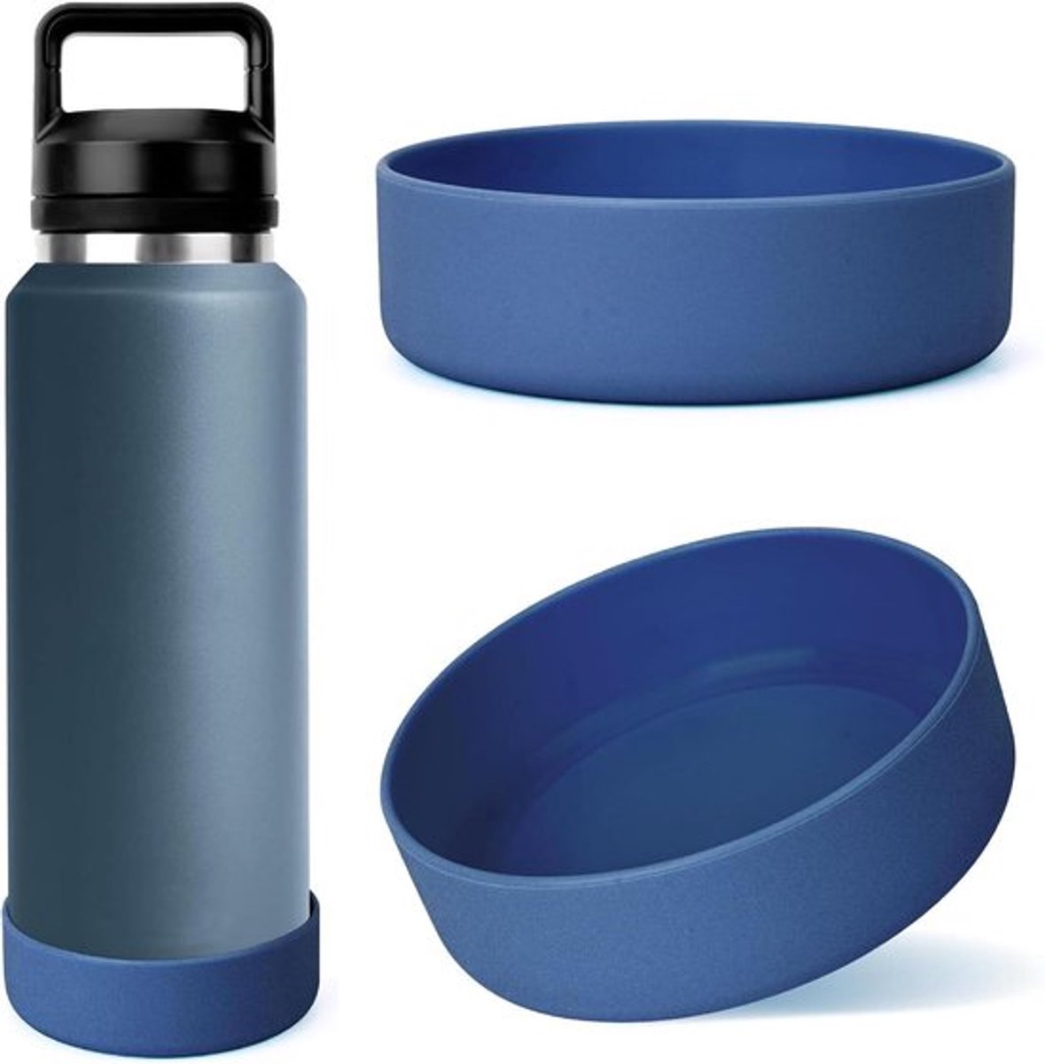 Siliconen Waterfleshoes - Antislip - Nordic Blue - Flesbeschermer - YETI Rambler 36oz - Onderkant - Beschermer - Geschikt voor flesmodel - 2 stuks - Compatibel met merk - Waterfles hoesbeschermer in siliconen (Nordic Blue / 2 stuks)