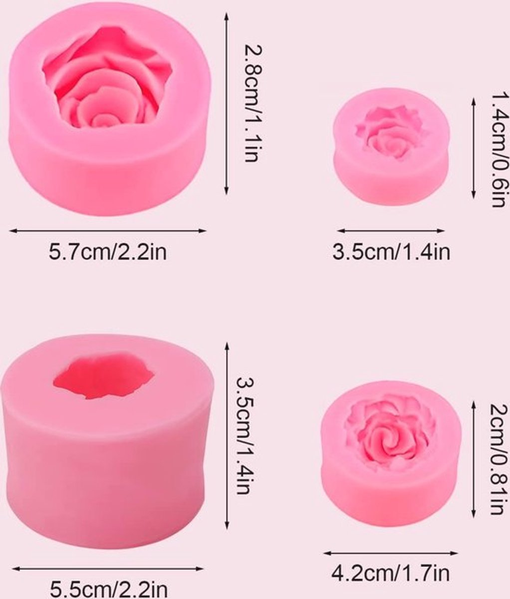 Siliconen 3D Bloemvormen - 4 Stuks voor Fondant, Kaarsen, Chocolade en Zeep