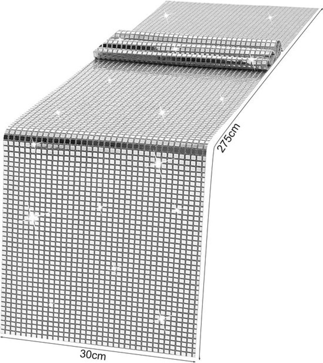 Tafelloper glitter zilver - tafelloper party retro met glitters .