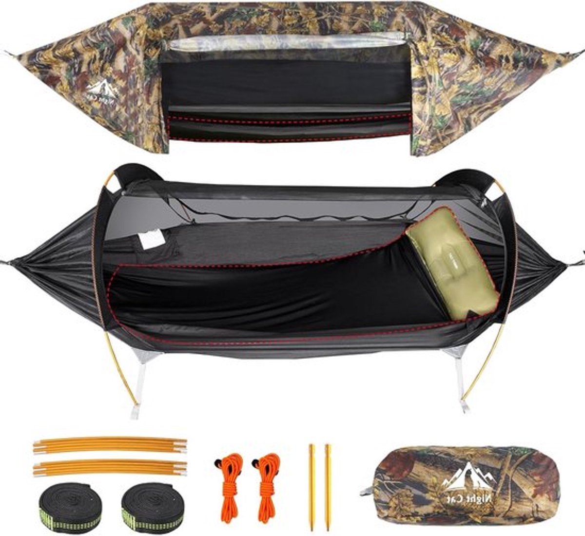 Hangmat Tent met Klamboe en Waterdichte Regenvlieg voor 1 Persoon - Ideaal voor Wandelen, Kamperen en Tuingebruik