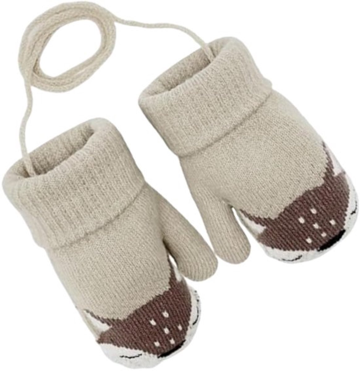 Winterhandschoenen Waterdicht - Gebreide Winterhandschoenen - Thermische Handschoenen - Vossengebreide Handschoenen - Voor Kinderen 0-3 Jaar - Verstelbaar Koord - Babyhandschoenen