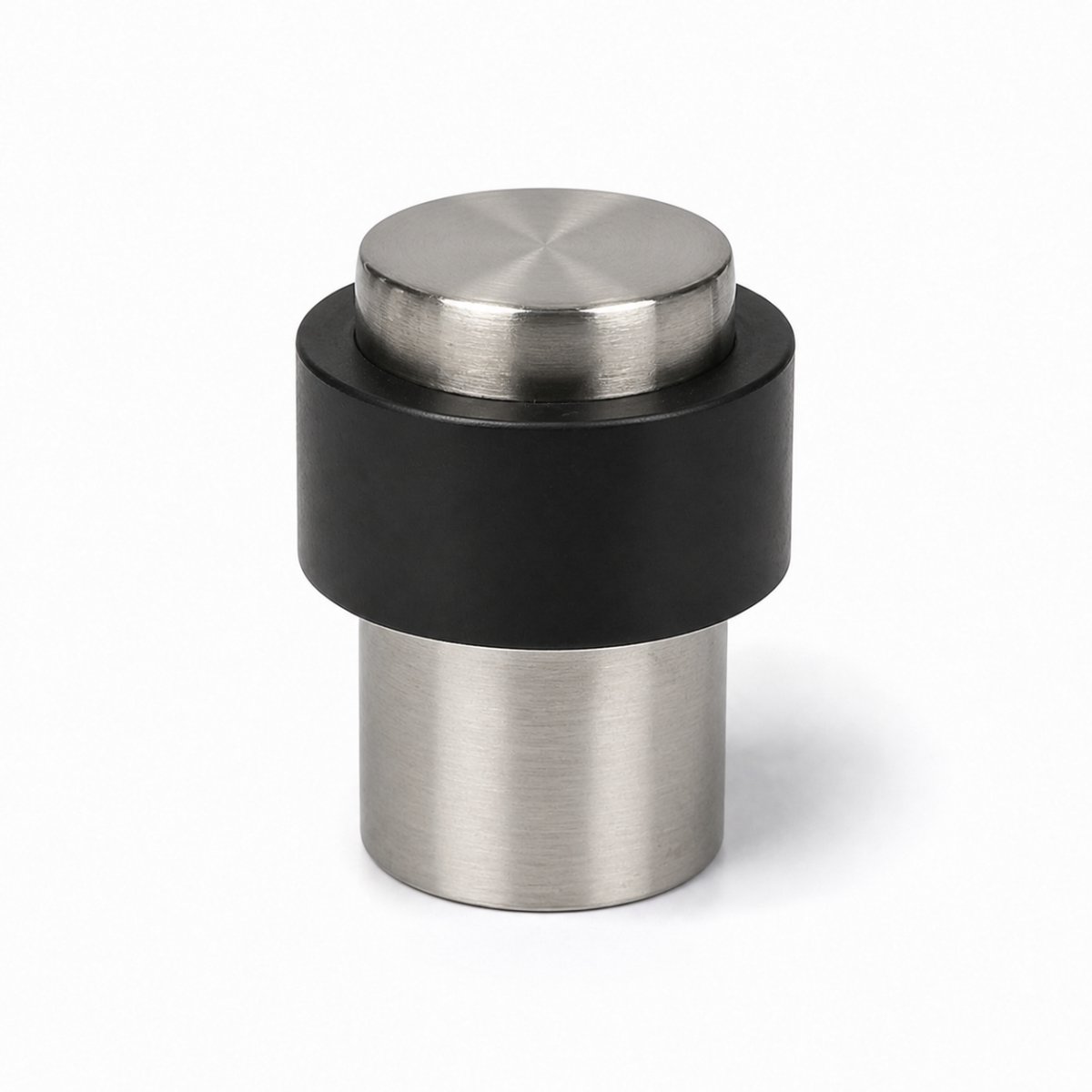 Vloermontage deurstopper zilver - 30 x 40 mm - Rubberen stootring