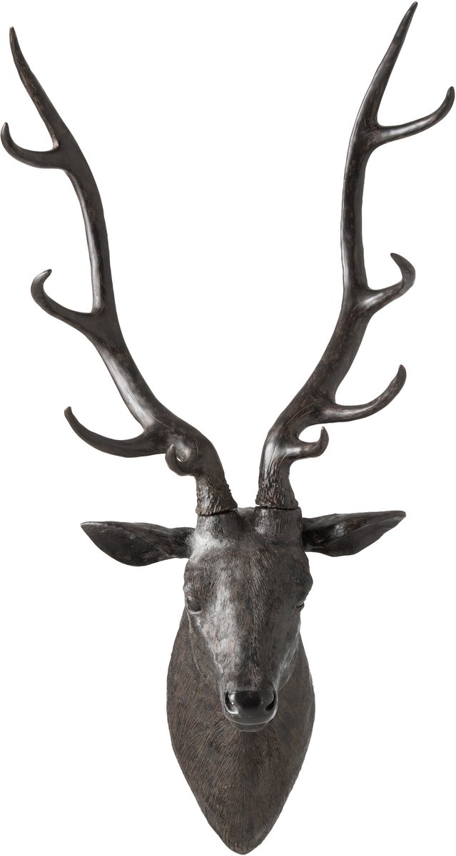 J-Line Hangende hertenkop - polyresin - zwart