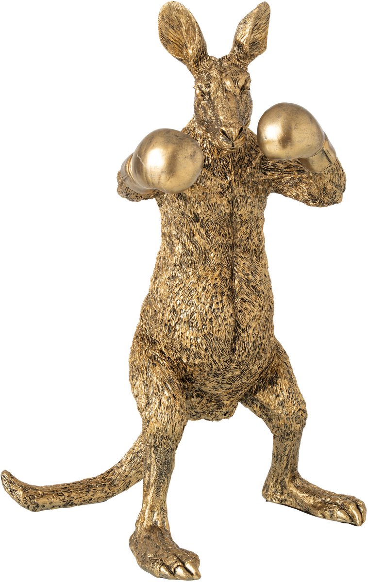J-Line Boksende kangoeroe - polyresin - goud