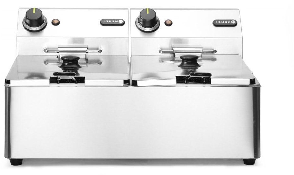 Dubbele Friteuse - Frituurpan Professioneel - Lekker Frituren - Instelbare Temperatuur - 2x 6 Liter - Zilverkleurig