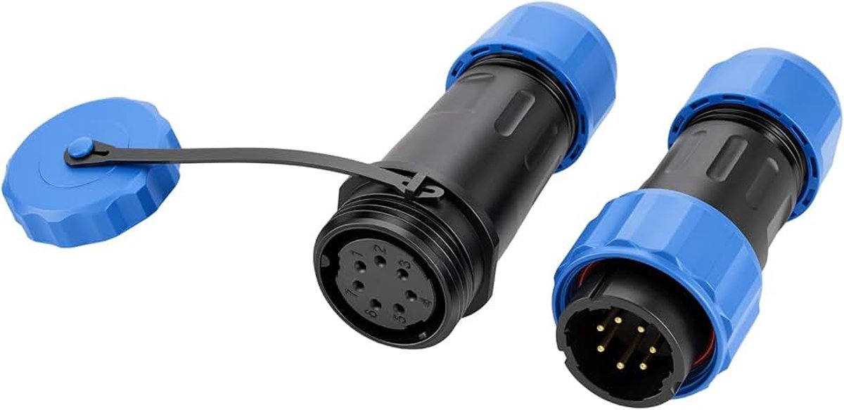 TY20 7-polig, 5 A, schotstekker, mannelijk, vrouwelijk, kabelstekker, snelscheiding, stofbescherming voor elektrische apparaten in de automobielsector
