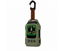 Draagbare Koolmonoxidemelder – CO Detector – 3-in-1 CO-meter met Alarm, Temperatuur- en Luchtvochtigheidsmeter – COB-zaklamp, Magneet en Karabijnhaak – USB-C Oplaadbaar – Voor Bouw, Camping, Camper en Thuis – Groen