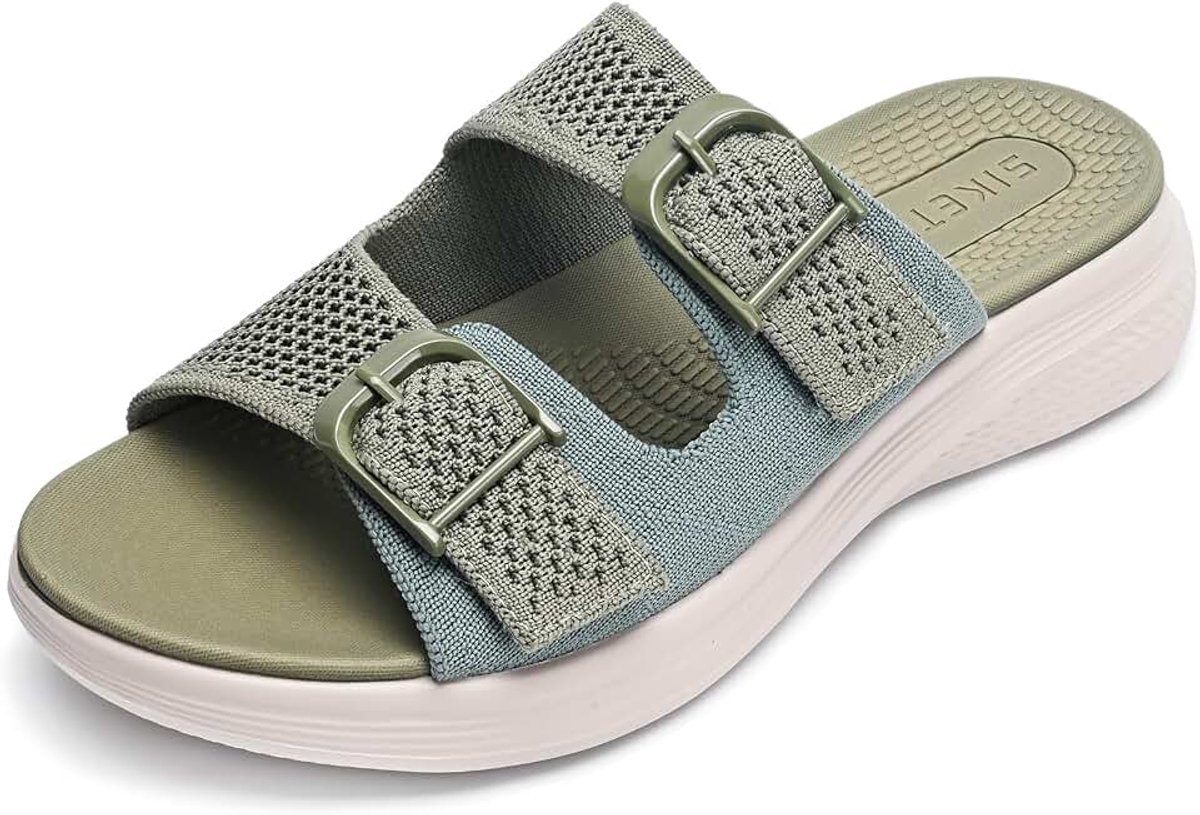 Sandalen voor dames, comfortabele orthopedische slippers voor dames, met ondersteuning van de voetboog, verstelbare bandjes