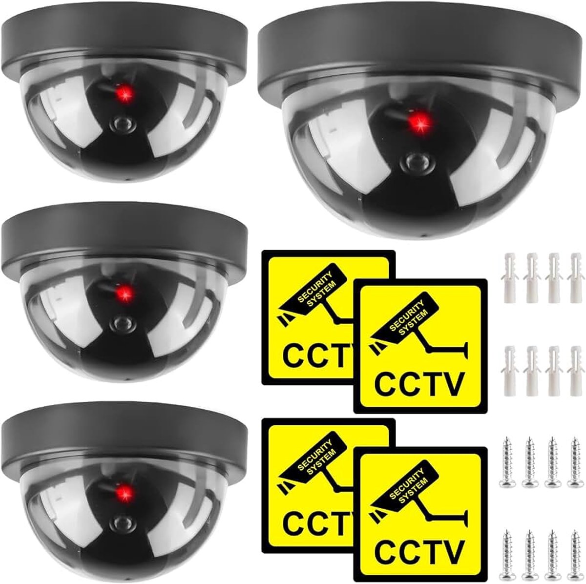 Dummy CCTV Valse bewakingscamera, met knipperend ledlicht, beveiligingscamera, dome-bewakingscamera, dummy, namaakcamera, dome-camera voor binnen en buiten