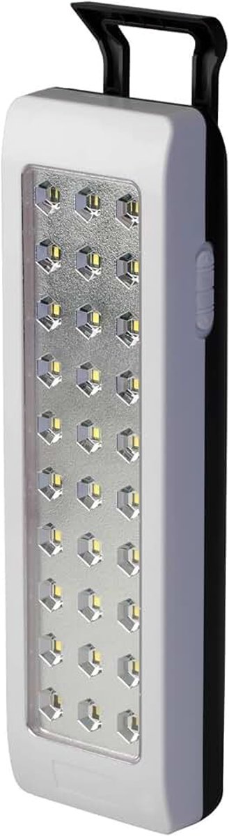 - PP3305AM oplaadbare noodlamp 30 leds 150 lumen, draadloos noodlicht 230 V, automatische led-noodlamp voor thuis en op de camping, kleur wit en zwart
