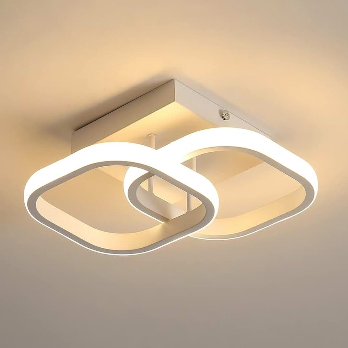 LED Plafondlamp, Eenvoudig Vierkant Ontwerp Plafondlamp | Witte Acryl, Kroonluchter 3000K Warm Wit Licht Niet-Dimbaar voor Slaapkamer, Woonkamer, Hal (220V, 22W)