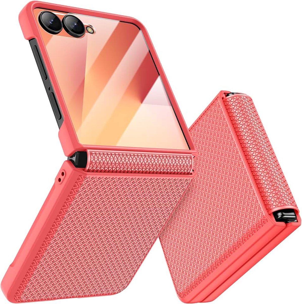 Hoes voor Samsung Galaxy Z Flip 7, niet voor flip 7FE, met scharnierbescherming en displaybeschermfolie, antislip textuur, hard polycarbonaat, militair, schokbestendig, krasbestendig