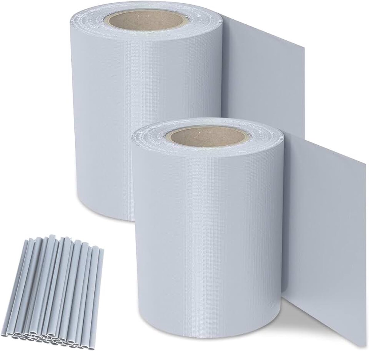 Pvc-inkijkbescherming voor de tuin, 100 meter met 80 clips, zichtwerende stroken voor dubbelstaafmatten, inkijkbescherming, weerbestendig, ondoorzichtig, hekfolie, 450 g/m², grijs