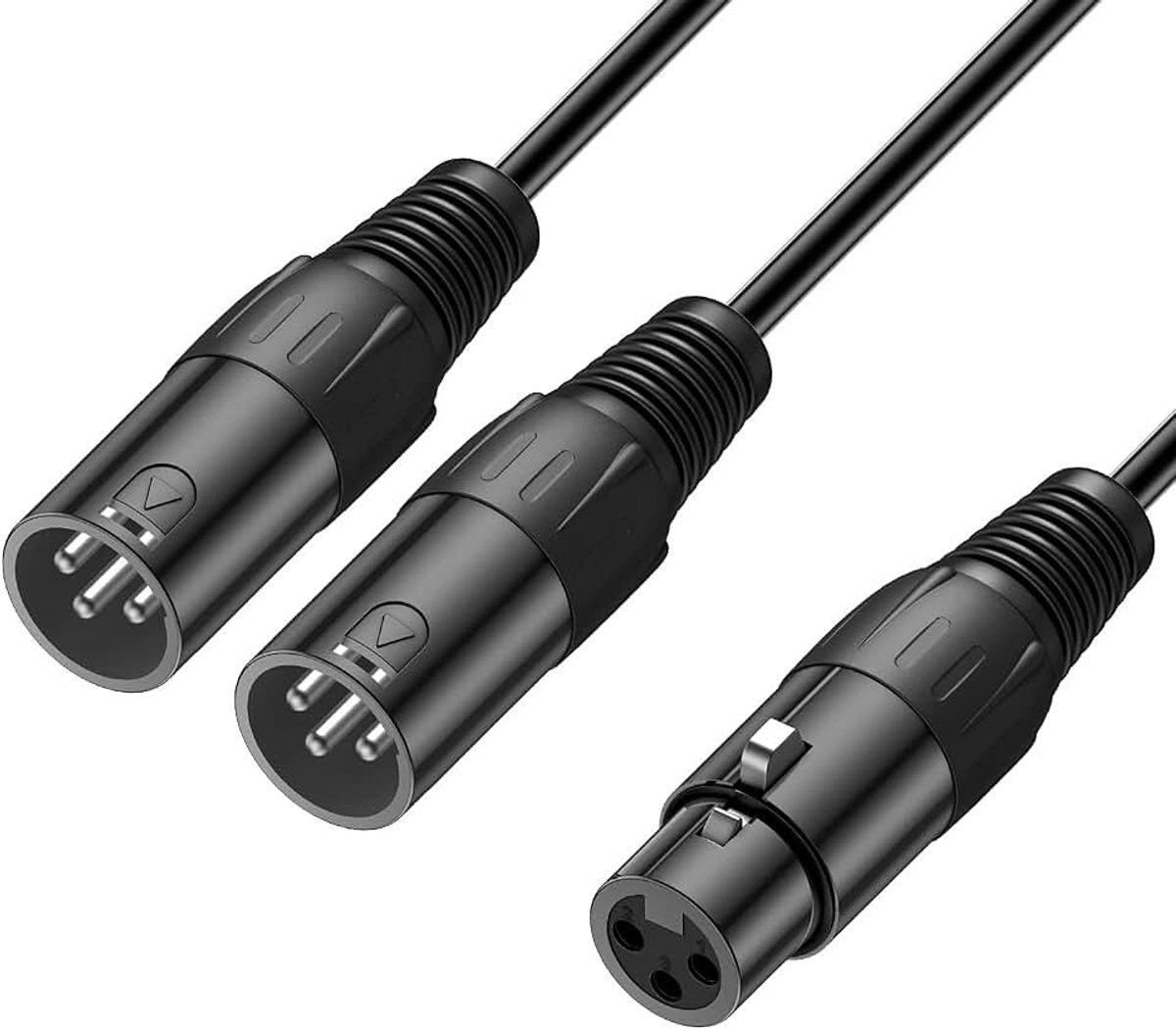 Splitter Kabel, Symmetrische 3-Pins XLR Female naar Dubbele Male Y-Splitter, Gebalanceerde Microfoon Audiokabel voor Mengpaneel Versterker Limiter Luidspreker, 0,5 Meter