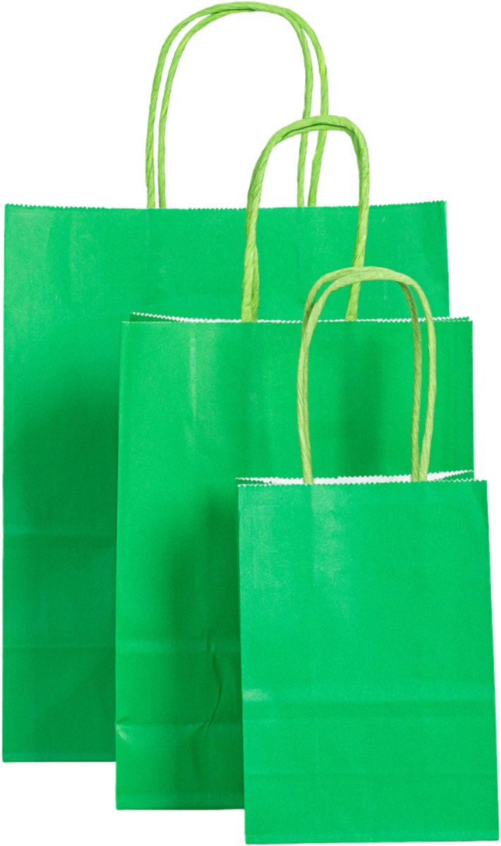 Papieren Draagtas - 60 Stuks -normal Groen- 11x15x6cm - Papieren Tasjes - Kraft Tas - Tassen - Cadeau Tas - Hoogwaardig Kraft Papier - Eco-vriendelijk - Ideaal voor Geschenken - Lasentopack.