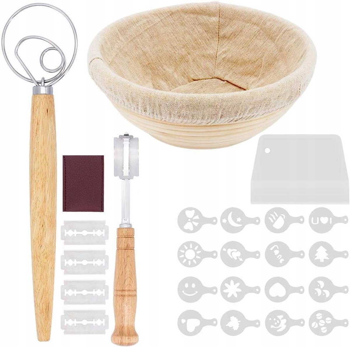 Ronde Broodrijsmand Set met Linnen Voering & Accessoires