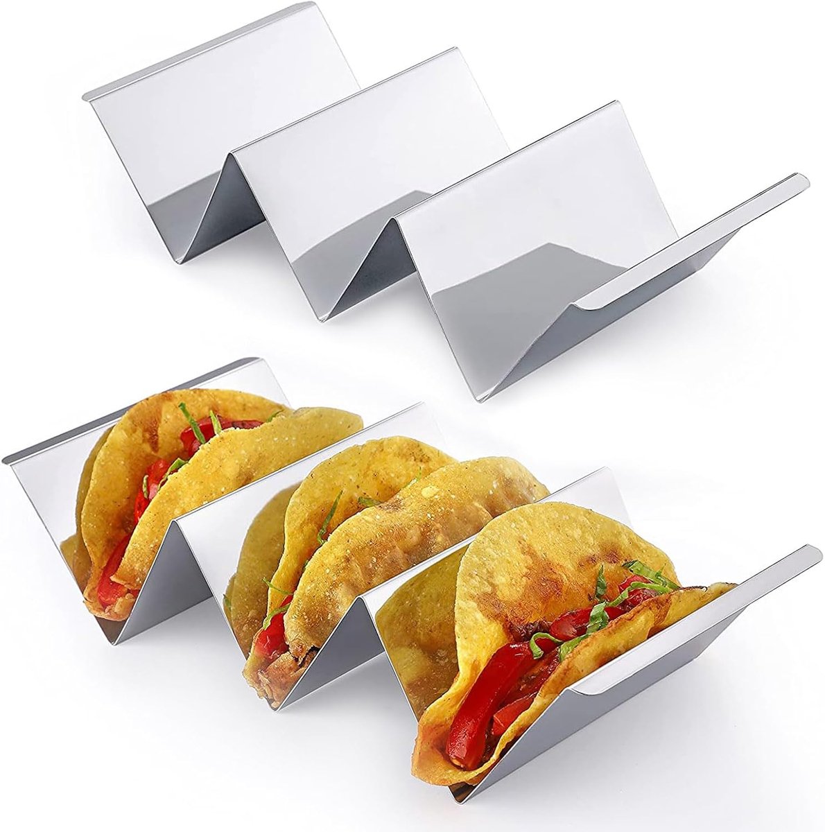Taco houder, set van 2 houders in golfvorm, houderstel/hotdog houder voor sandwiches, restaurant, thuis, picknick, feest, festivals