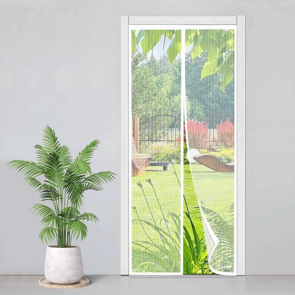 Magnetisch Vliegengordijn 140x230 cm - Wit - Zonder boren - Insectenbescherming voor Balkondeur - SnelShoppen