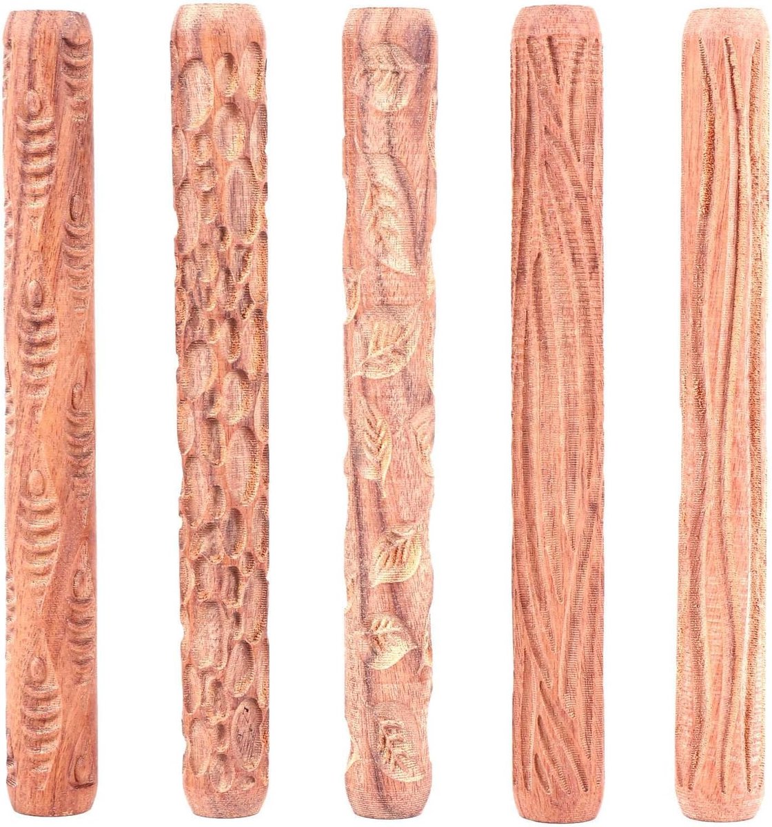 5 stuks pottenbakkersgereedschap, handrollen voor klei, stempel, kleipatroon, roller