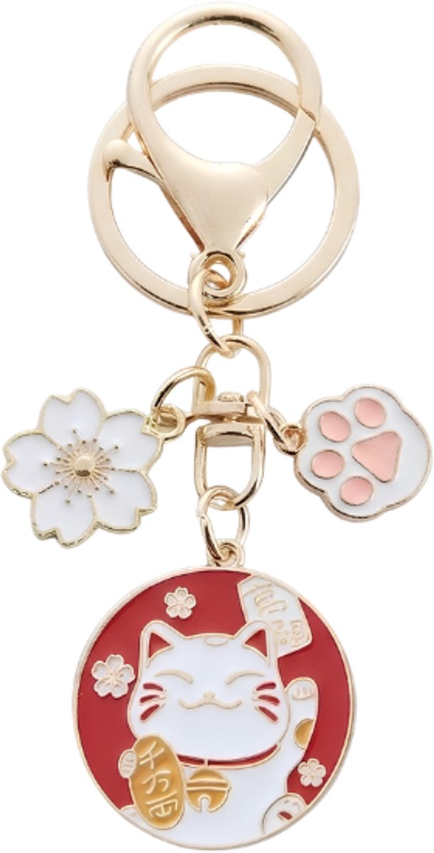 Ainy - Gelukskat Keychain rood | Lucky Cat sleutelhangers voor kinderen en volwassenen | auto geluksbrenger sleutelhouder | speelgoed gelukspoppetjes accessoires | cadeau voor haar