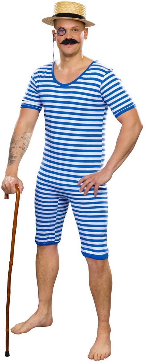 Heren Badpak Jaren 20 Blauw