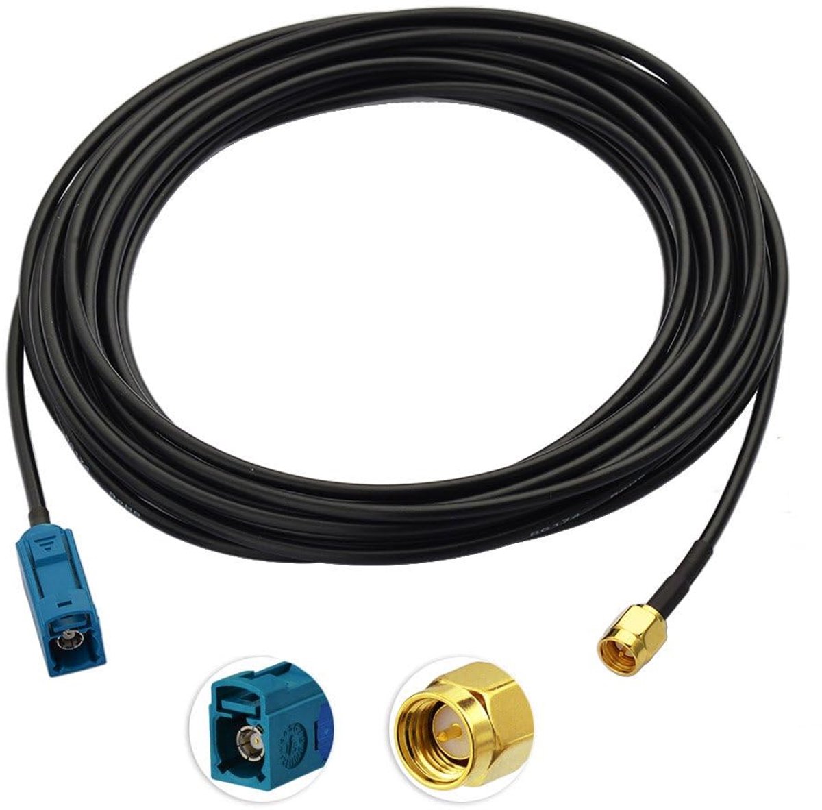 Adapter to Fakra(Water Blue) Adapter RF Cable Assembly with RG174 500cm 16.4ft SMA Extension Cable for DAB Radio Alpine AiliTech Clarion Pioneer | RG174 verlengkabel voor DAB-autoantenne, autoradio, headunit, voertuigradio en DAB-ontvanger