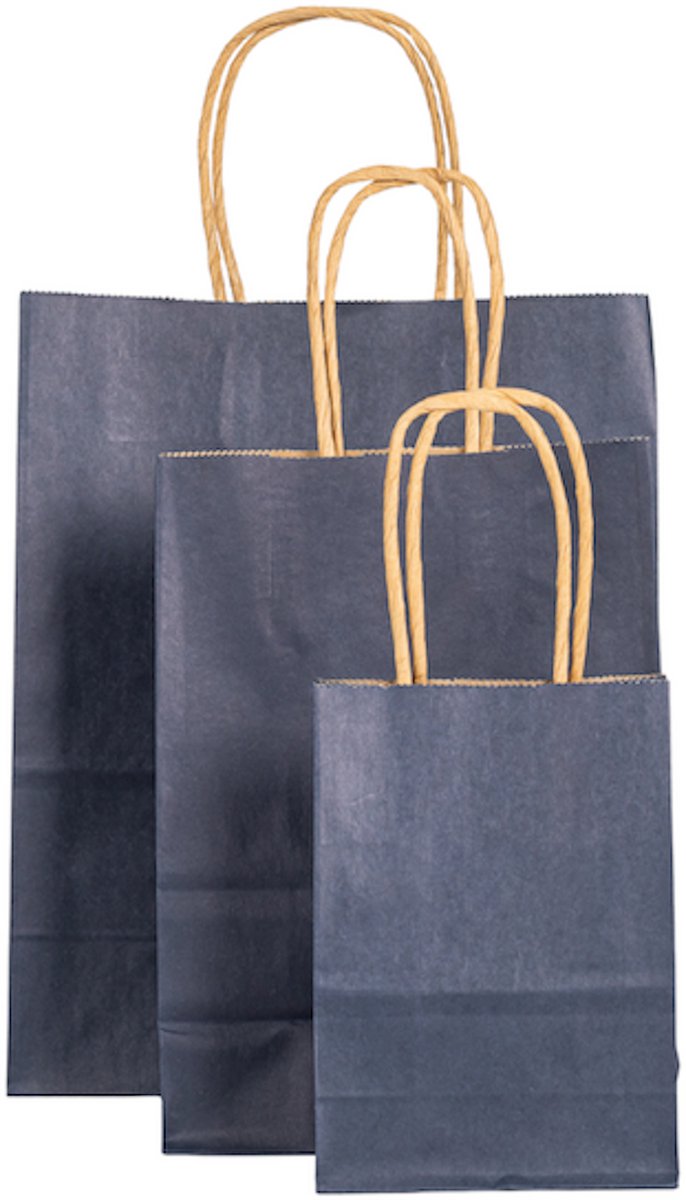 Papieren Draagtas - 60 Stuks -Zwart- 11x15x6cm - Papieren Tasjes - Kraft Tas - Tassen - Cadeau Tas - Hoogwaardig Kraft Papier - Eco-vriendelijk - Ideaal voor Geschenken - Lasentopack