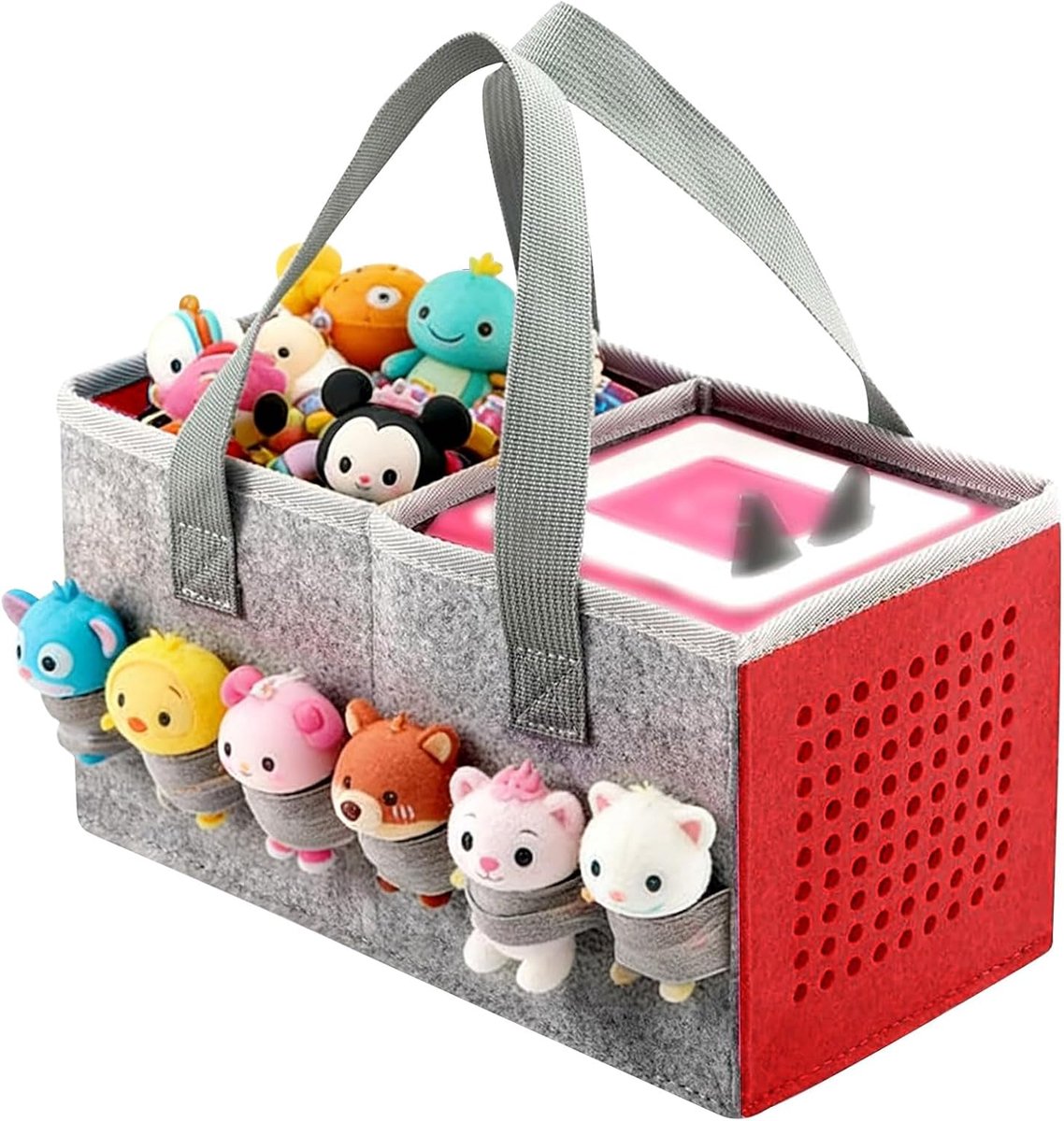 Draagtas voor Toniebox starterset (zonder poppen en speelfiguren), opbergtas voor kinderen, Toniebox, audiospeler, vilt, organizer, tas, transporttas voor Toniebox met handvat, rood
