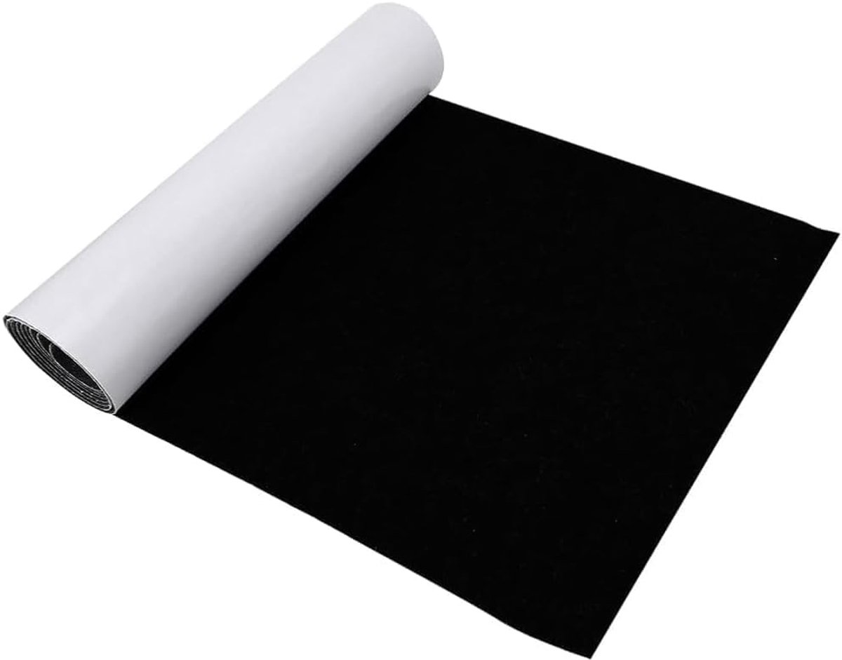 Vilt, zelfklevend, zwart, 3 mm, 30 x 150 cm, plakvilt, zelfklevend, bekledingsstof van vilt, interieurbekleding, knutselvilt voor doe-het-zelf Box Liner