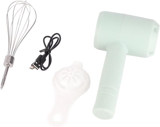 Elektrische Handmixer - Draadloze Mixer - Beslag Maken - USB Oplaadbaar - 21 cm Diep - Licht cyaan — afbeelding 4