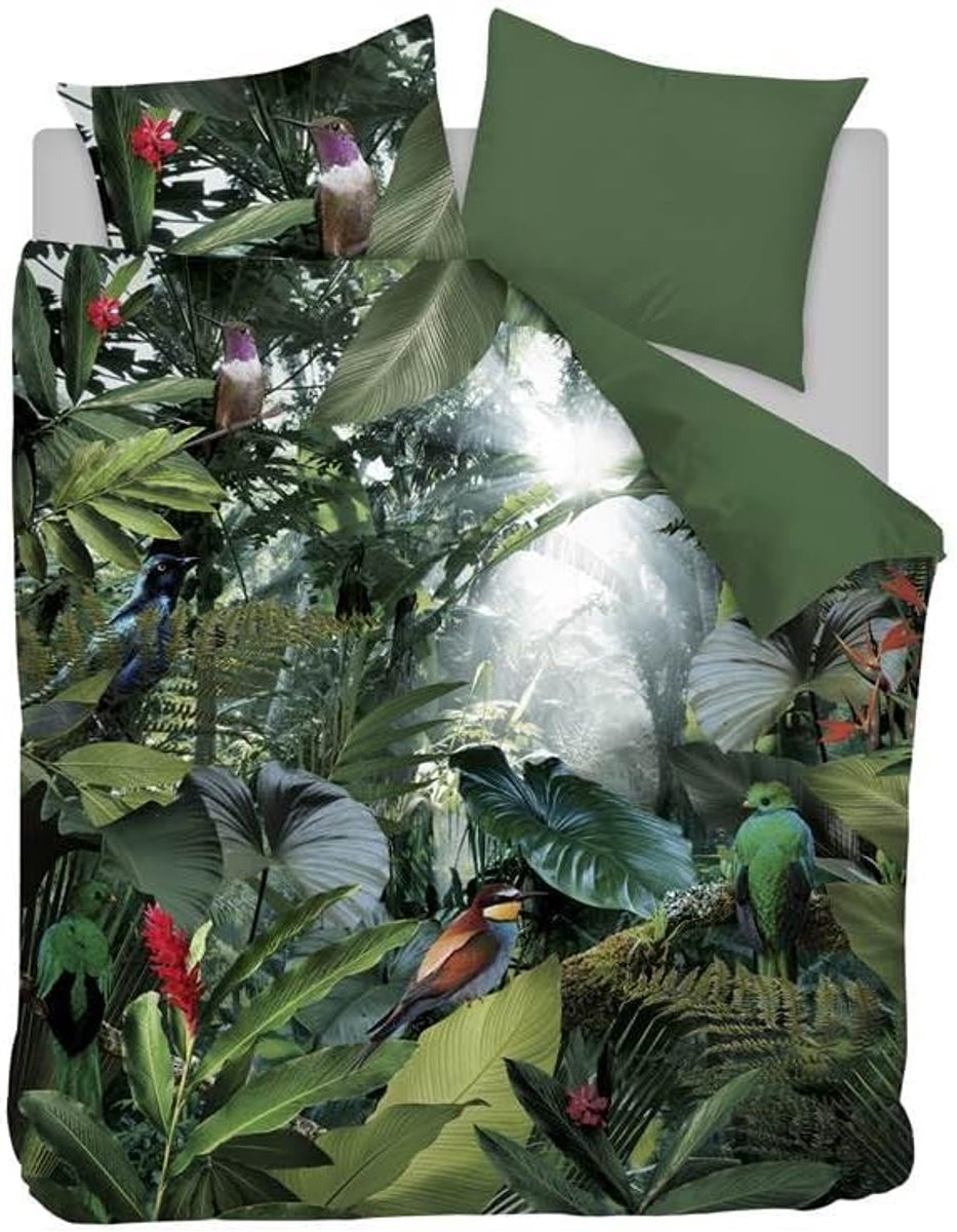 Dekbedovertrek - Tweepersoons -200x200/220 cm + 2 kussenslopen 60x70 cm - Groen