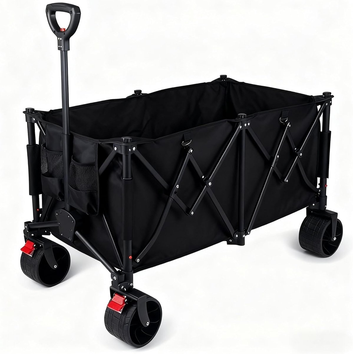 Opvouwbare bolderkar – 260L, 250kg draagvermogen – Inclusief elastisch beschermnet – Dubbele voorremmen – Geschikt voor strand, camping, Gitzwart