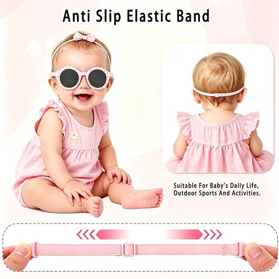 Baby Zonnebril - Kinderzonnebril Gepolariseerd - Bescherming Tegen Zon - UV400 Gecertificeerd - 0-36 Maanden - Roze Geruit — afbeelding 4