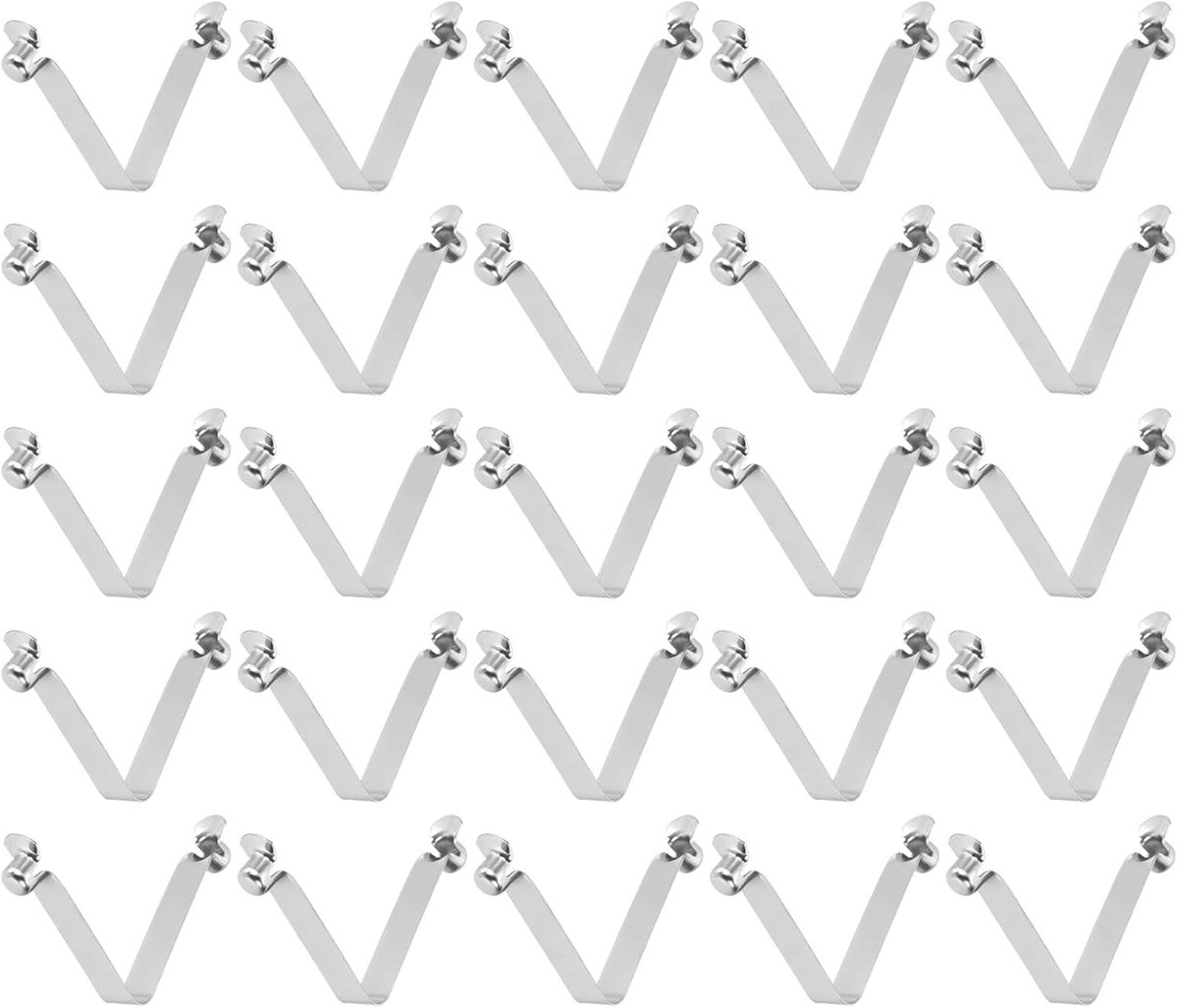 25 stuks veerclips met dubbele knop voor kajakpeddel, 6 x 6 x 39 mm, mangaanstaal, 65 Mn, veer in V-vorm, telescopische buis, hol voor tenten