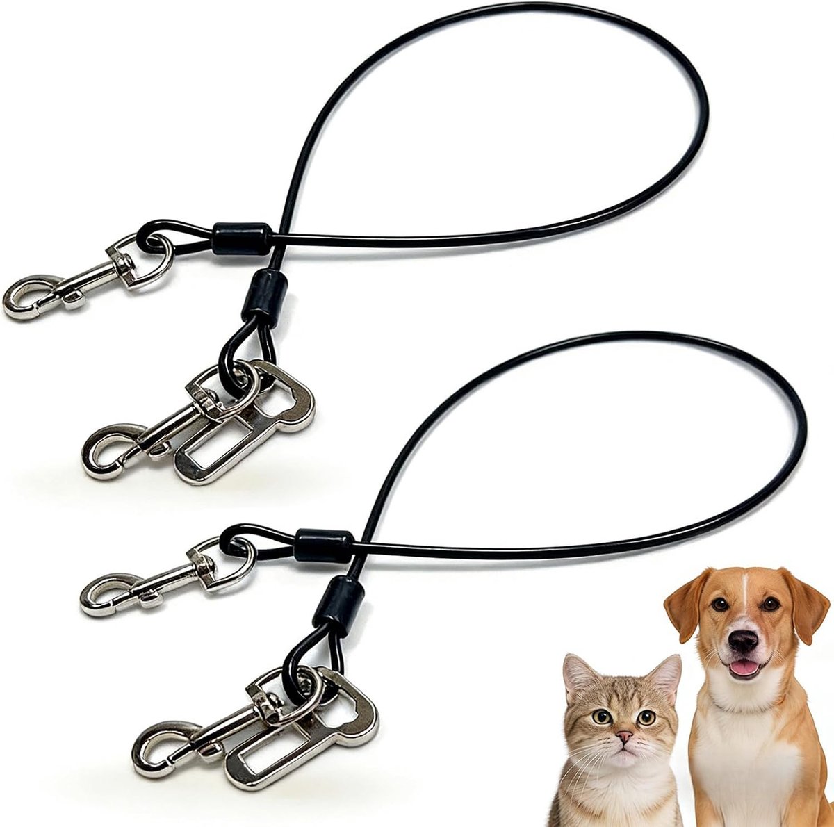 Hondenriem voor de auto, beetbestendige hondenriem van staaldraad met hondenriem voor alle honden